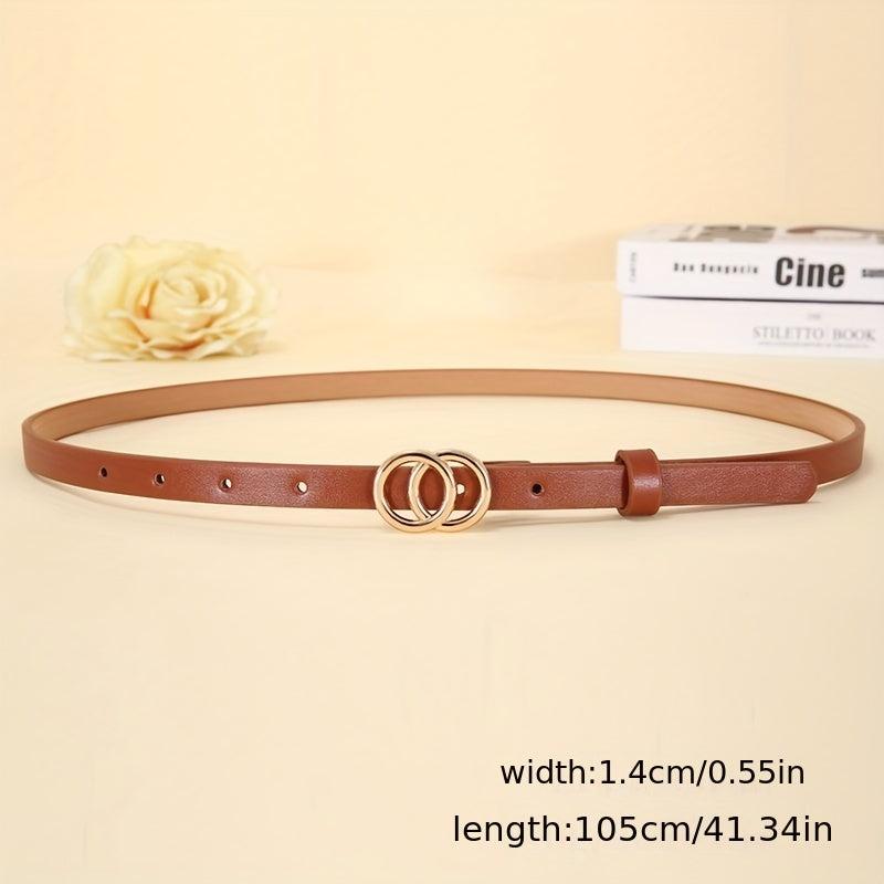 Double Ring Buckle Thin Belt Candy PU Belt Casual Jeans Pants Belt