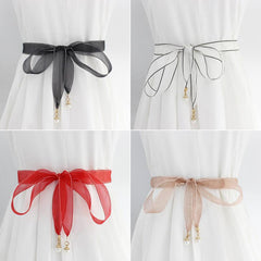 Lace Waistband Dress Belt with Pearl Pendant