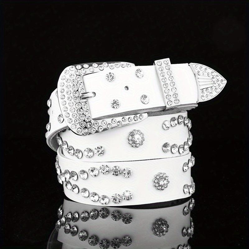 Y2K Rhinestone Belt Hip Hop Pin Buckle Vintage Cowgirl Belt