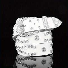 Y2K Rhinestone Belt Hip Hop Pin Buckle Vintage Cowgirl Belt