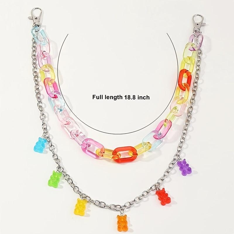 Colorful Bear Decor Pant Chain Jean Chains Layered Bear