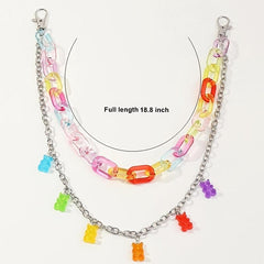 Colorful Bear Decor Pant Chain Jean Chains Layered Bear