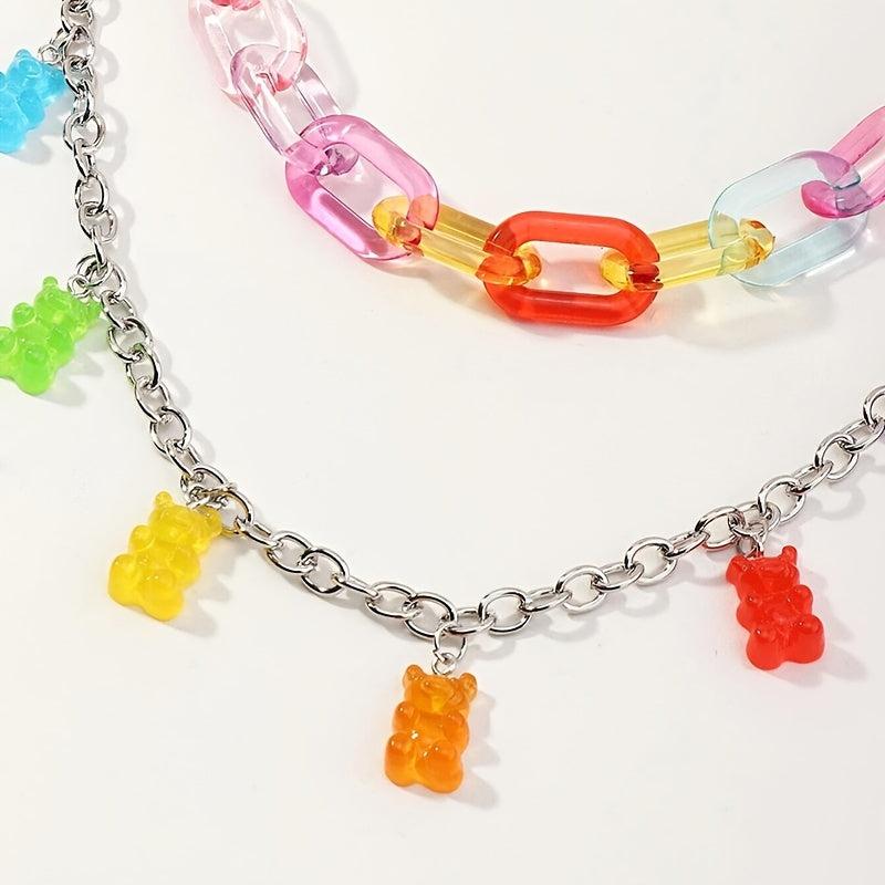 Colorful Bear Decor Pant Chain Jean Chains Layered Bear