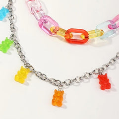 Colorful Bear Decor Pant Chain Jean Chains Layered Bear