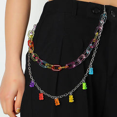 Colorful Bear Decor Pant Chain Jean Chains Layered Bear