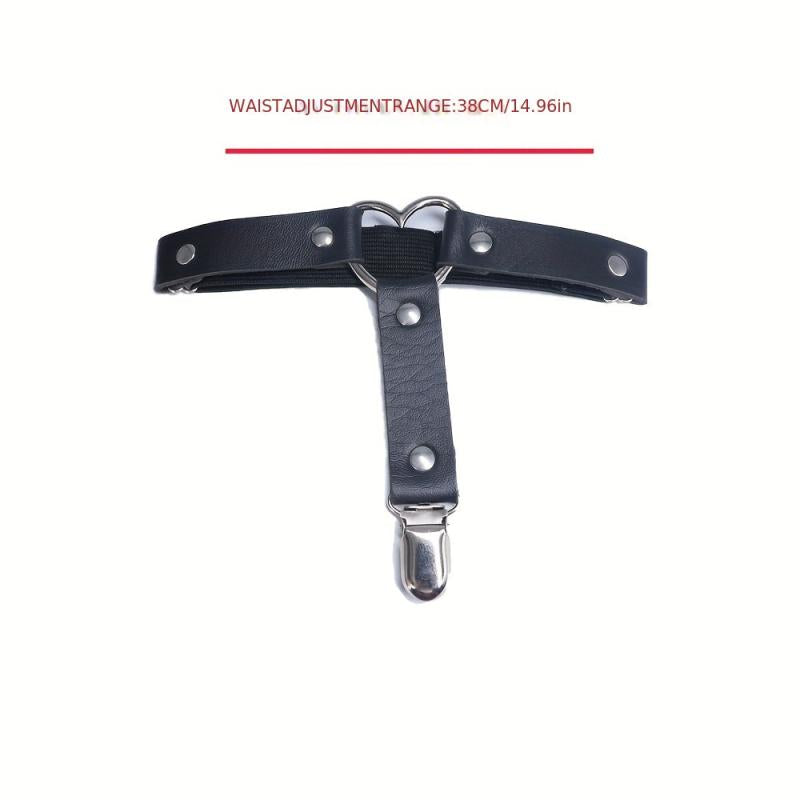 Women's Punk Rivet Leg Thigh Harness Belt PU Leather Solid Belt