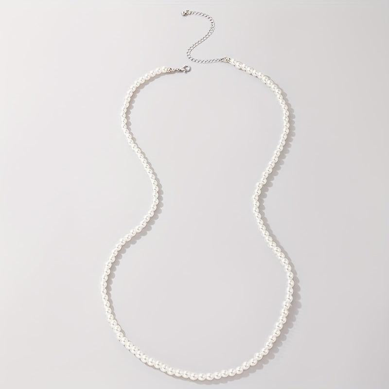 Faux Pearl Waist Metal Waistband Chain Belt for Women