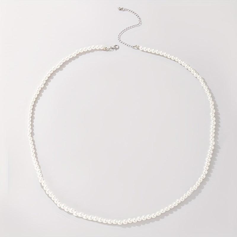 Faux Pearl Waist Metal Waistband Chain Belt for Women