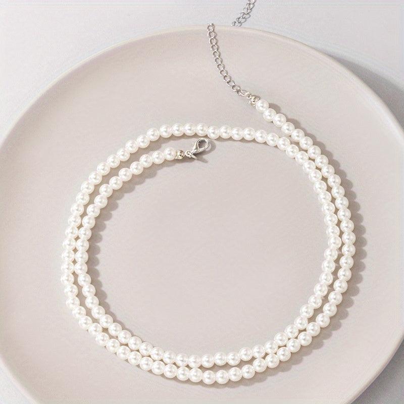 Faux Pearl Waist Metal Waistband Chain Belt for Women