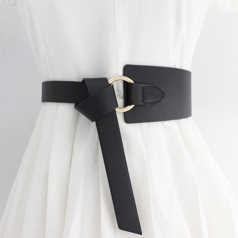Stylish PU Leather Belt Casual Waistband Dress Coat Sweater Girdle