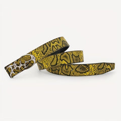 Snake Pattern Hip Hop Leather Belt Smooth Buckle