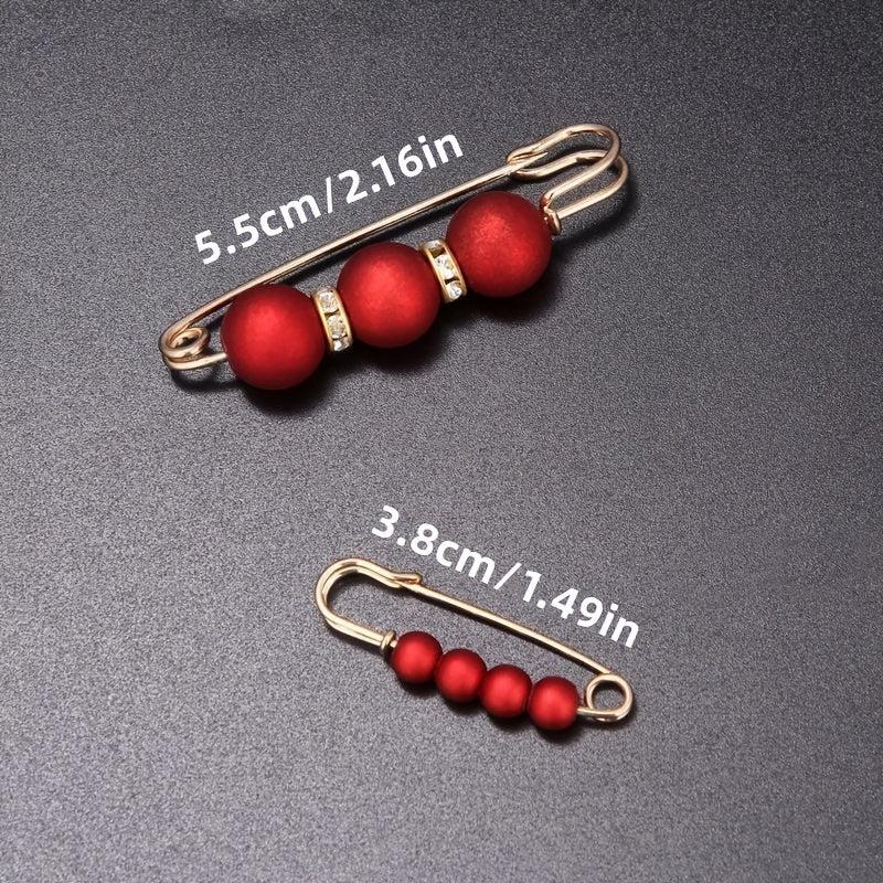 2pcs Faux Pearl Brooch Pins Rhinestones Collar Pin DIY Accessories