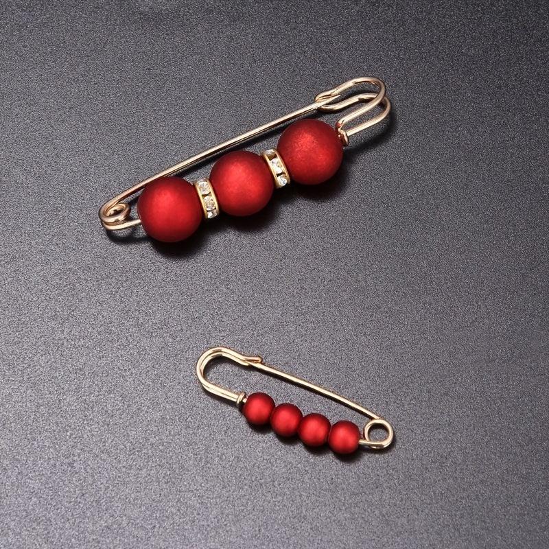 2pcs Faux Pearl Brooch Pins Rhinestones Collar Pin DIY Accessories