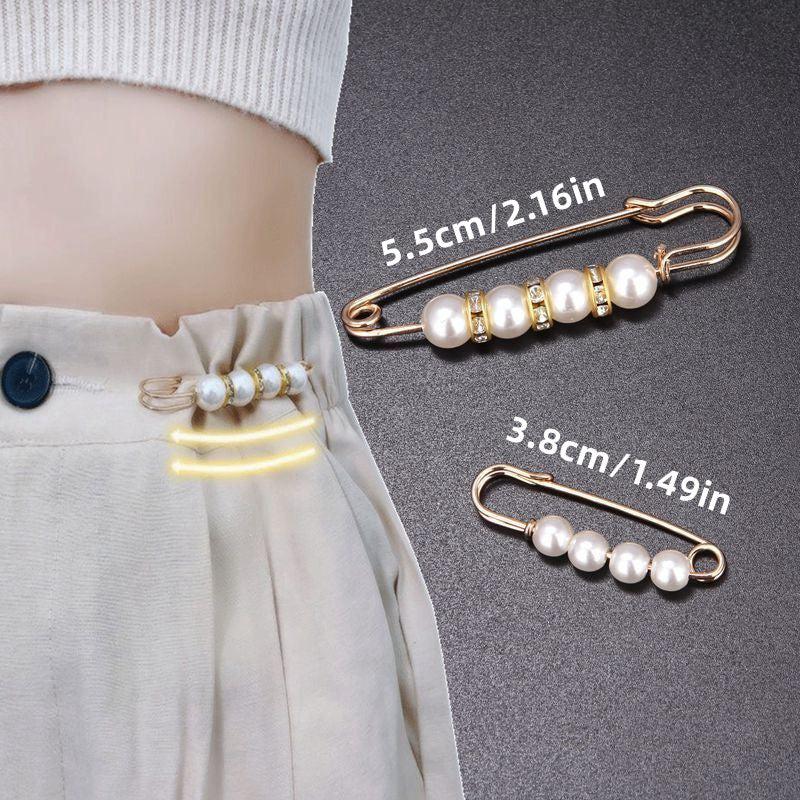 2pcs Faux Pearl Brooch Pins Rhinestones Collar Pin DIY Accessories