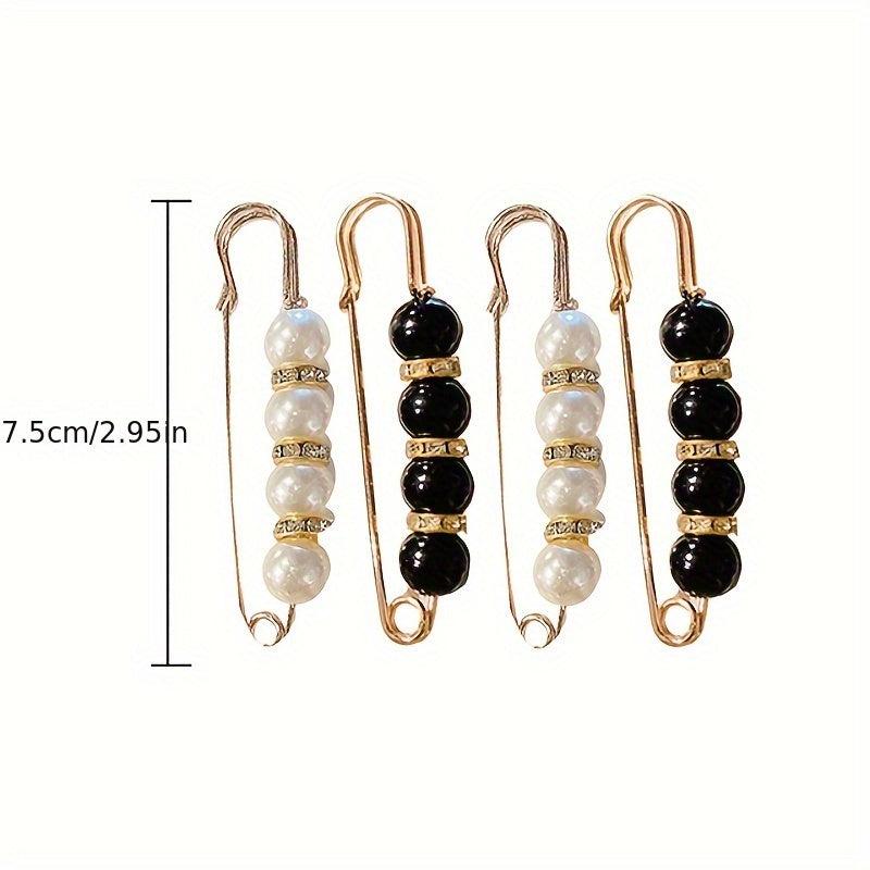 4Pcs Faux Pearl Brooch Pins Waist Buckles Pants Buckle Clips