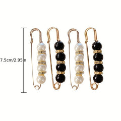4Pcs Faux Pearl Brooch Pins Waist Buckles Pants Buckle Clips
