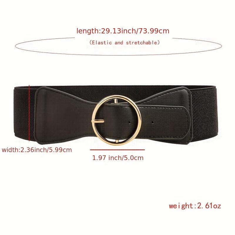 Solid Bowknot PU Leather Elastic Waistband Vintage Coat Girdle For Women