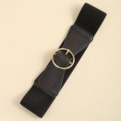 Solid Bowknot PU Leather Elastic Waistband Vintage Coat Girdle For Women