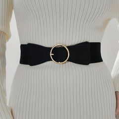 Solid Bowknot PU Leather Elastic Waistband Vintage Coat Girdle For Women