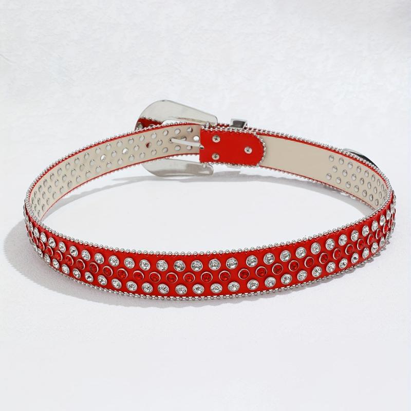 Y2K Red Rhinestone Belt Western Cowgirl