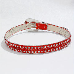 Y2K Red Rhinestone Belt Western Cowgirl