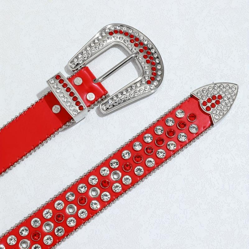 Y2K Red Rhinestone Belt Western Cowgirl
