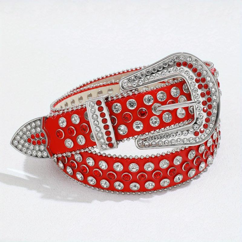 Y2K Red Rhinestone Belt Western Cowgirl