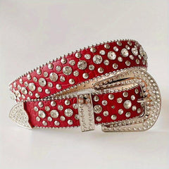 Rhinestone Rivet Y2K Belt Hip Hop PU Leather Jeans Pants Belt Solid Punk