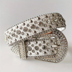 Rhinestone Rivet Y2K Belt Hip Hop PU Leather Jeans Pants Belt Solid Punk