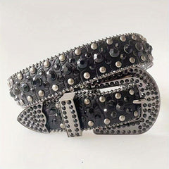 Rhinestone Rivet Y2K Belt Hip Hop PU Leather Jeans Pants Belt Solid Punk