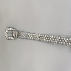 Y2K Sparkly Rhinestone Belt Beads Sequin Punk Western Cowboy Cowgirl Jeans Pants