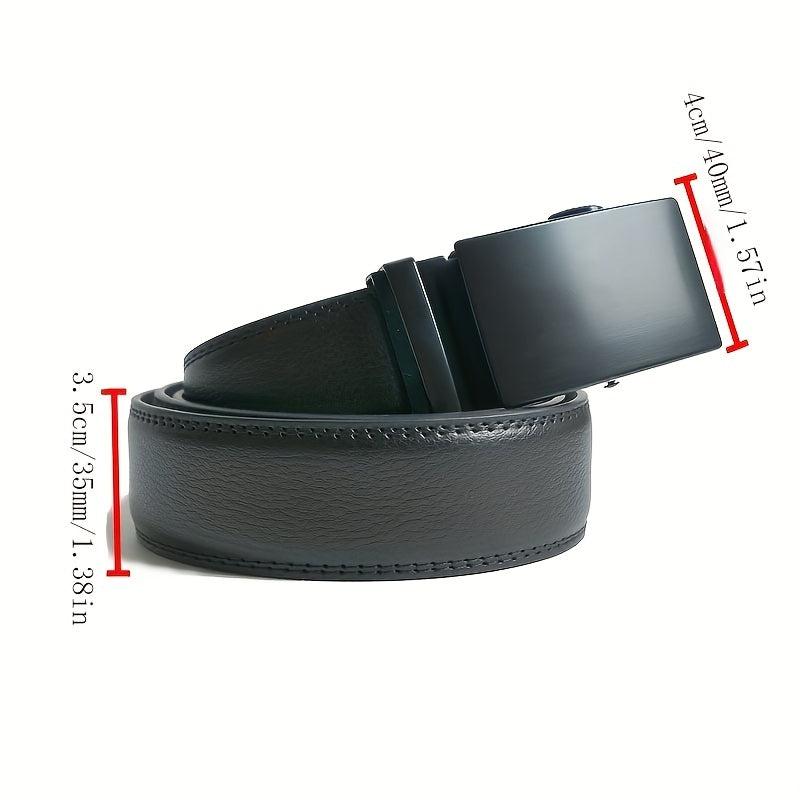 Men's Leather Belt Automatic Buckle Business Waist Strap