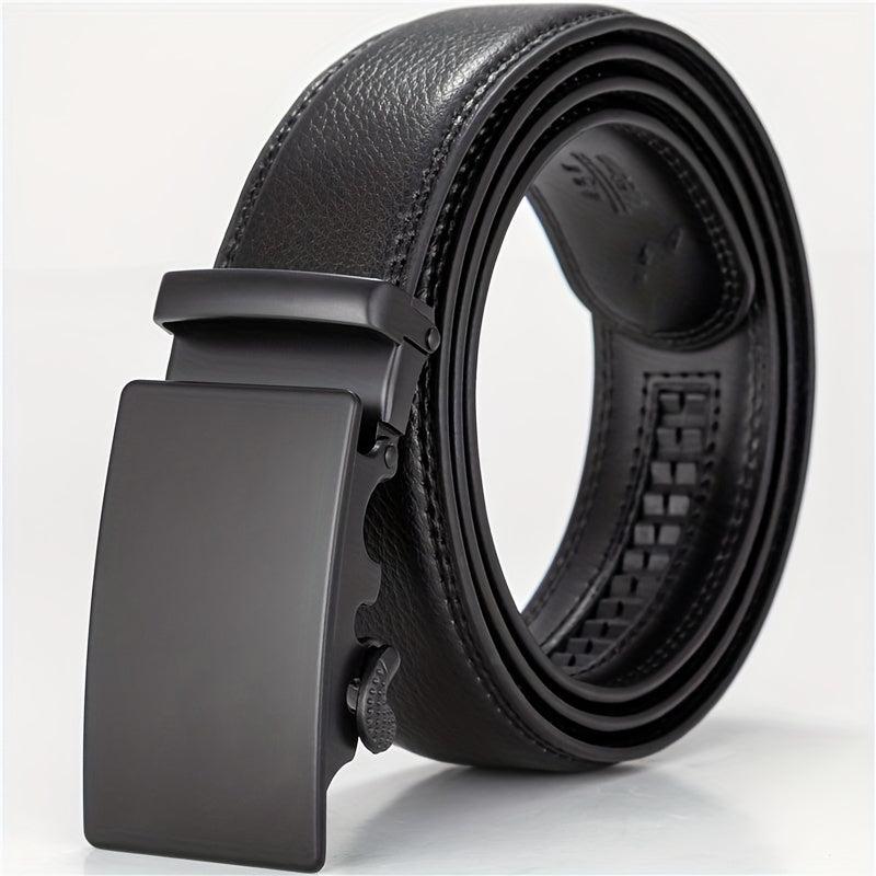 Men's Leather Belt Automatic Buckle Business Waist Strap