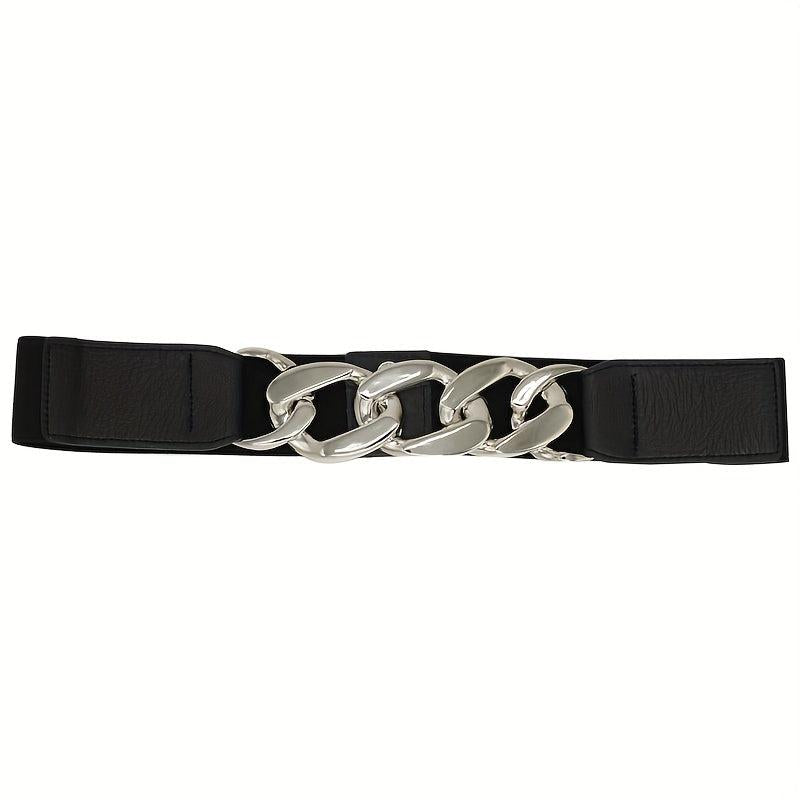 Ring Linked Wide Chain Belt Solid Waistband Vintage Girdle