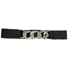 Ring Linked Wide Chain Belt Solid Waistband Vintage Girdle
