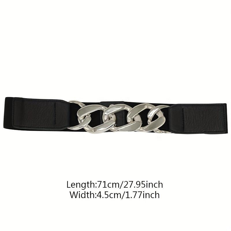 Ring Linked Wide Chain Belt Solid Waistband Vintage Girdle