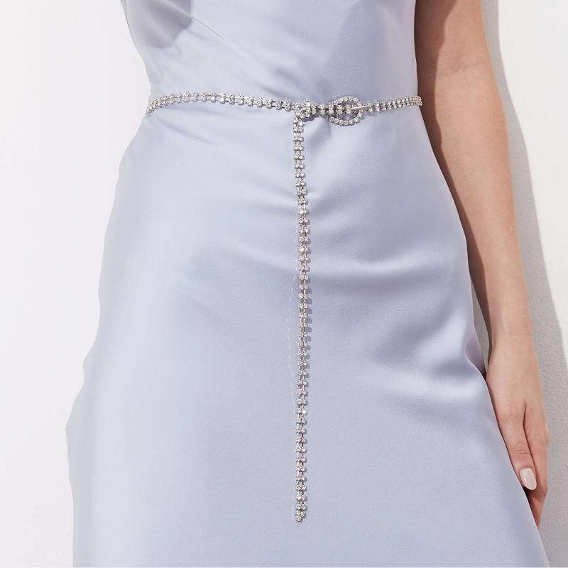 Rhinestone Glitter Waist Chain Sparkle Belt with Buckle