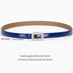 Women's Rhinestone Square Buckle Thin Leather Belt