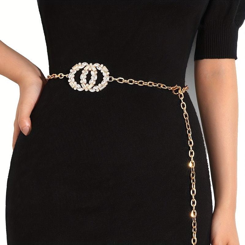 Rhinestone Decor Waist Chain Body Chain
