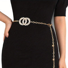 Rhinestone Decor Waist Chain Body Chain
