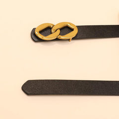 Double Round Buckle PU Belt Casual Vintage Belt for Women Men