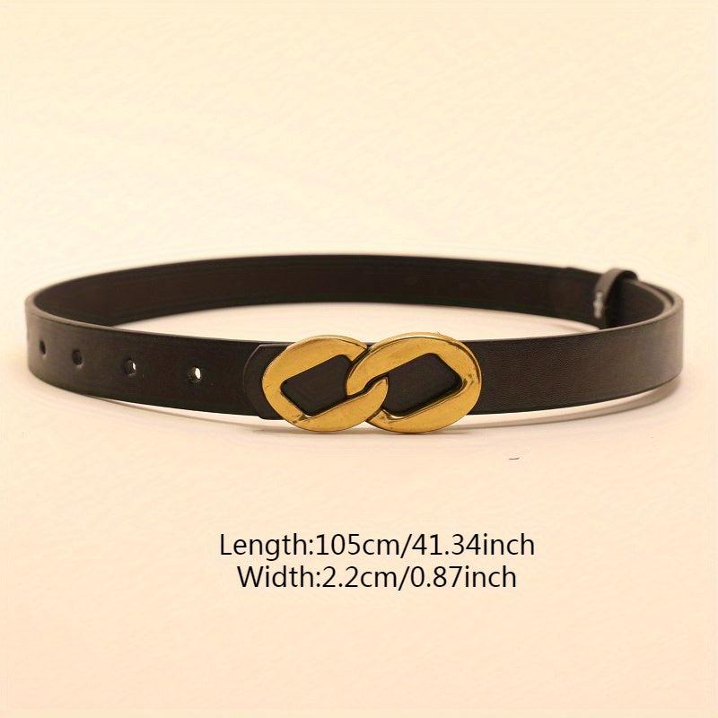 Double Round Buckle PU Belt Casual Vintage Belt for Women Men