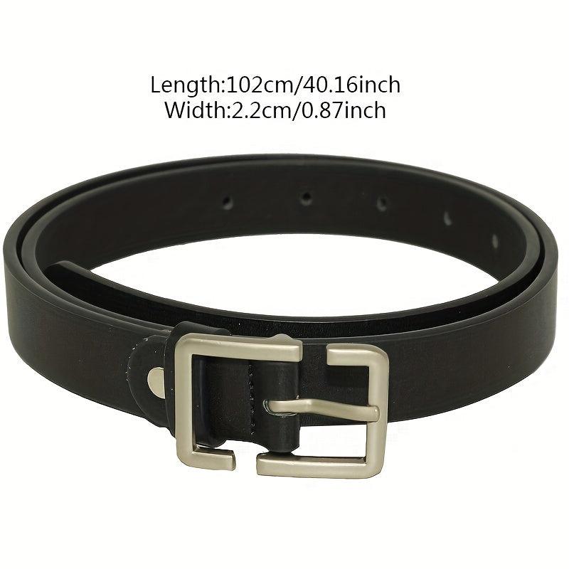 Rectangular Buckle Belt Casual Solid PU Belt For Women