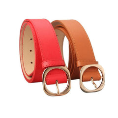 Round Buckle Belt Women Casual Dress Belt Leather Belt Waistbands