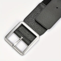Square Pin Buckle Belt Elastic Wide Waistband Women Girdle Dress Coat Belts