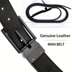 Men's Reversible Leather Belt with Rotated Buckle