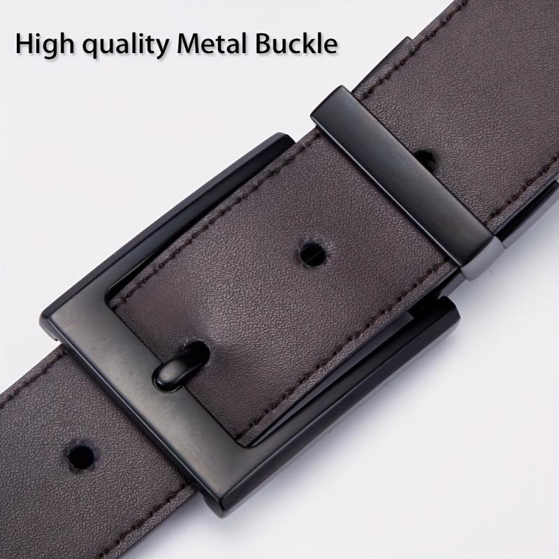 Men's Reversible Leather Belt with Rotated Buckle