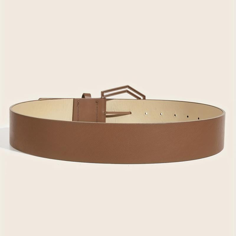 Solid Hexagonal Buckle Belt Wide Girdle For Women