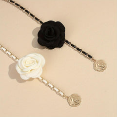Camellia Flower Waist Chain Metal Waistband for Women