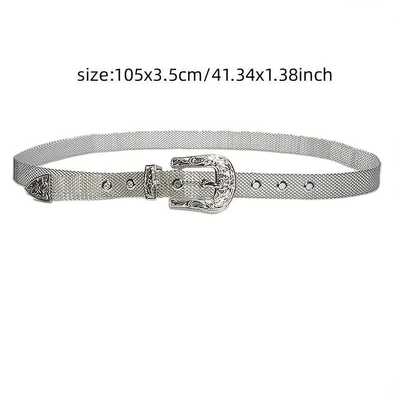 Y2K Silvery Golden Belt Hip Hop Eyelet Cowboy Cowgirl Belt